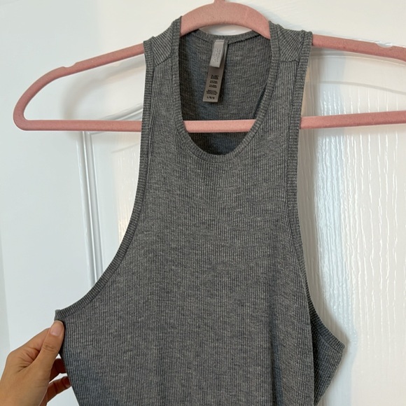 Skims Gray Ribbed cotton Knit racer back long pajama / dress - Picture 5 of 8